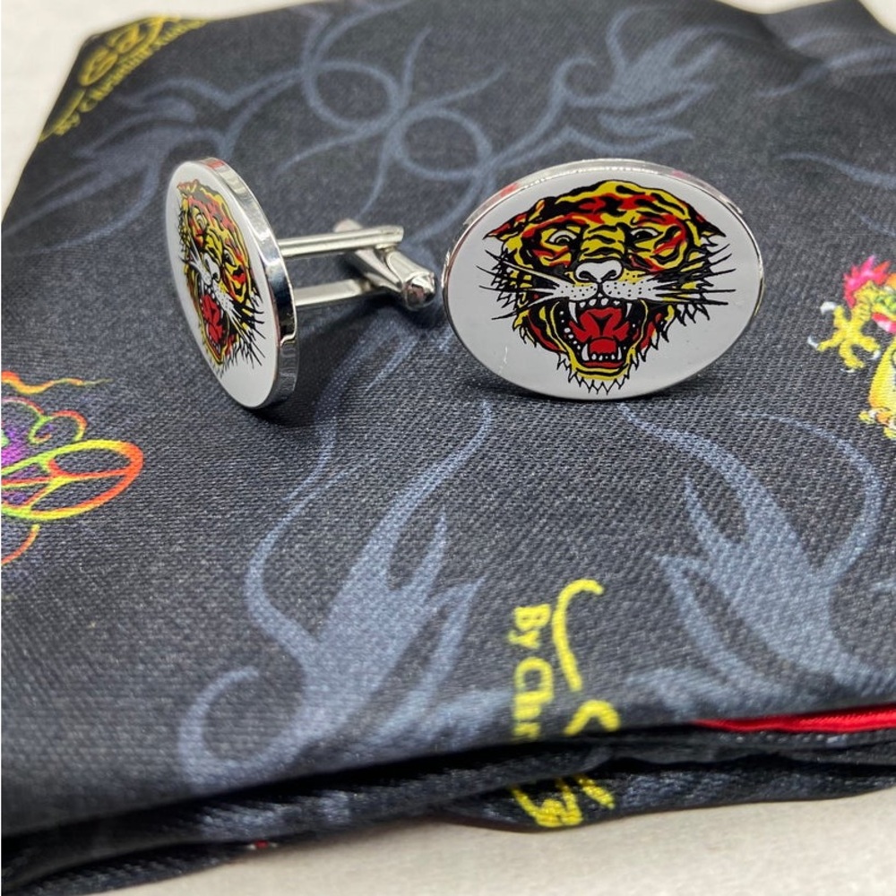 Ed hardy tiger oval cufflink